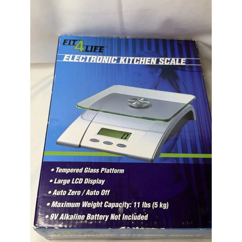 Fit 4 Life Electronic Kitchen Scale Digital Tempered Glass LCD Display 11 lbs